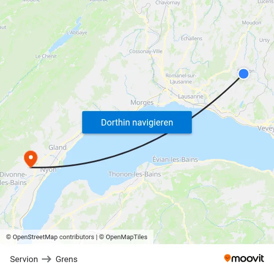 Servion to Grens map