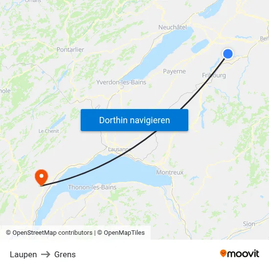 Laupen to Grens map