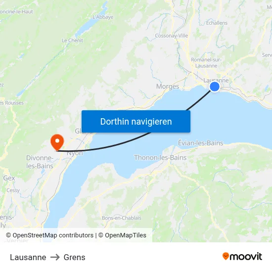 Lausanne to Grens map