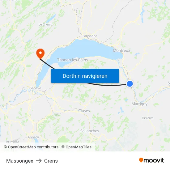 Massongex to Grens map