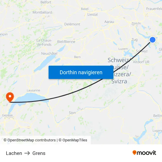 Lachen to Grens map