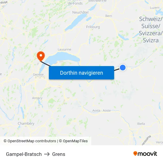 Gampel-Bratsch to Grens map