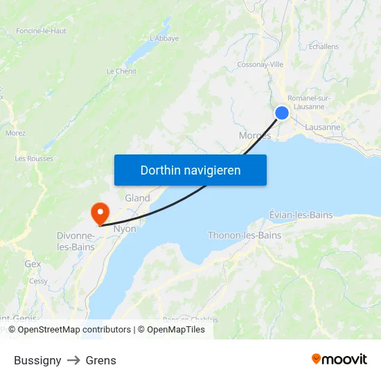 Bussigny to Grens map
