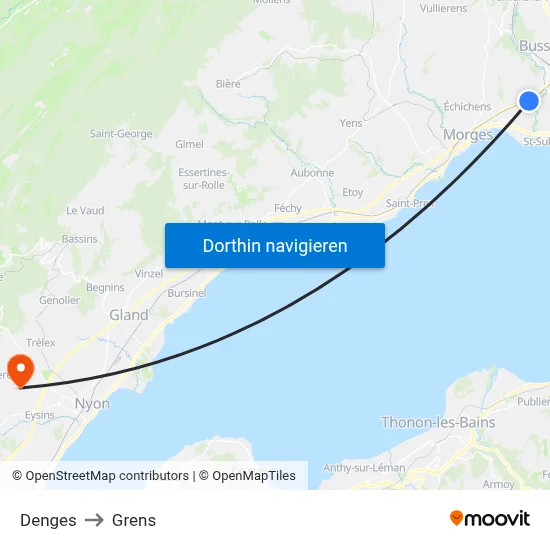 Denges to Grens map