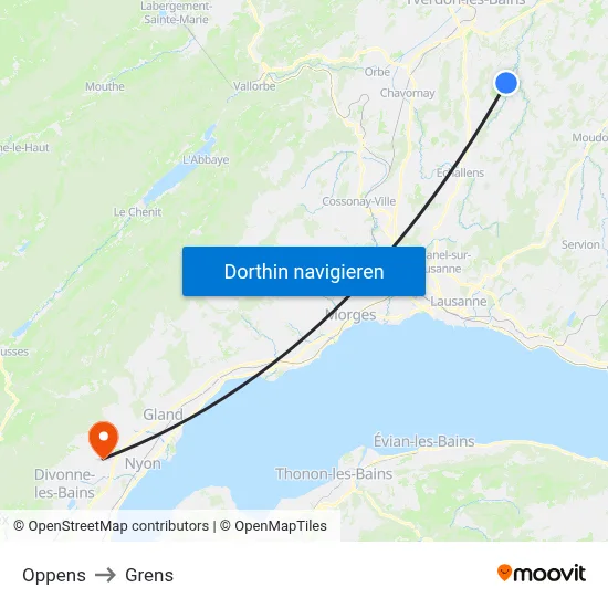 Oppens to Grens map