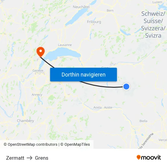 Zermatt to Grens map