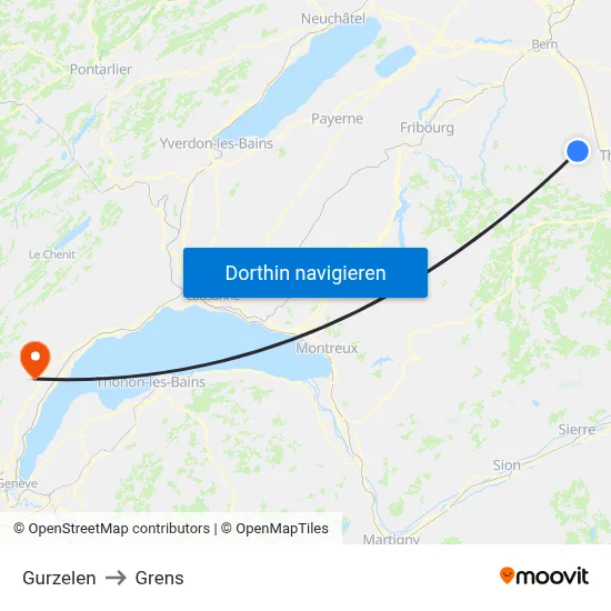 Gurzelen to Grens map