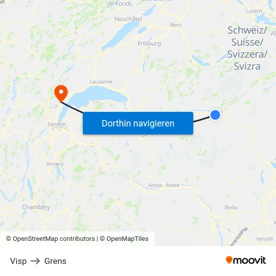 Visp to Grens map