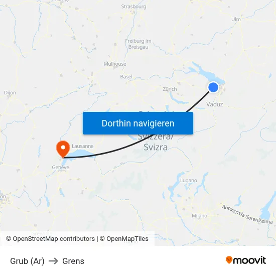 Grub (Ar) to Grens map