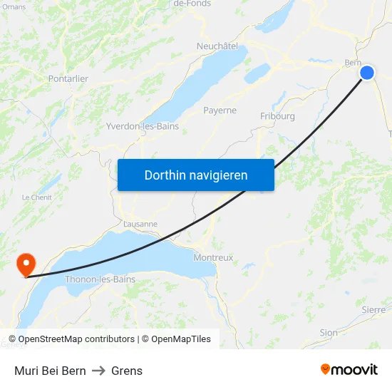 Muri Bei Bern to Grens map