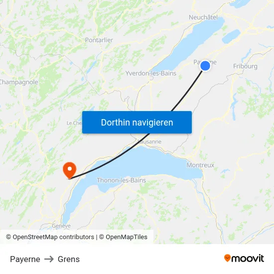 Payerne to Grens map