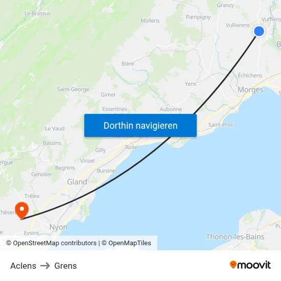 Aclens to Grens map