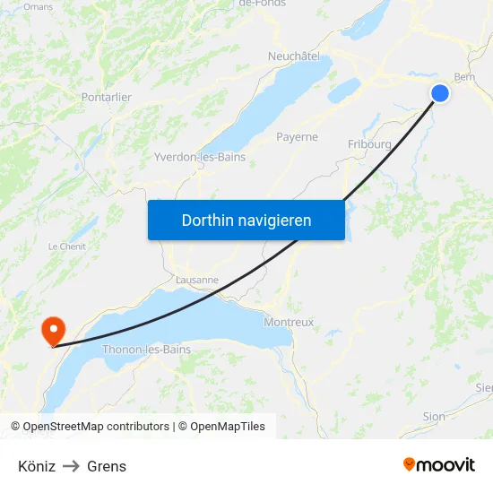 Köniz to Grens map