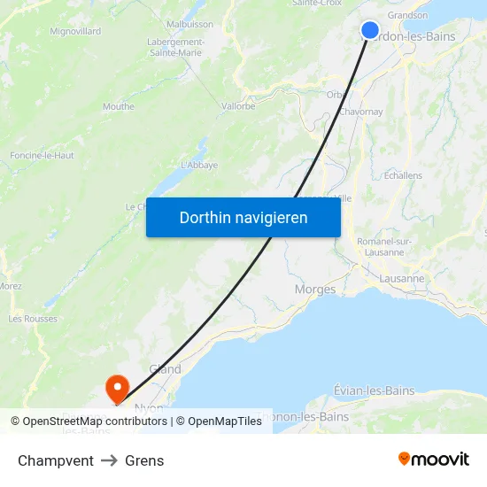 Champvent to Grens map