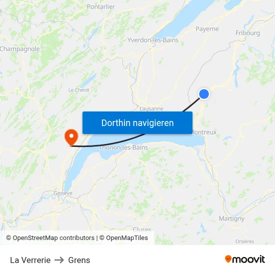 La Verrerie to Grens map