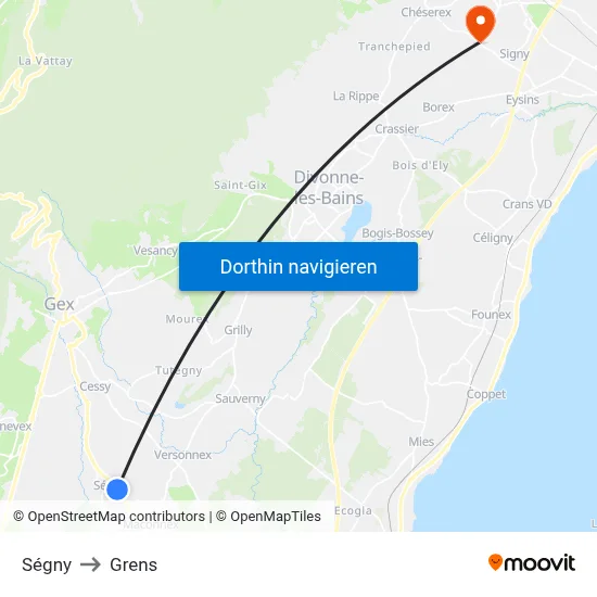 Ségny to Grens map