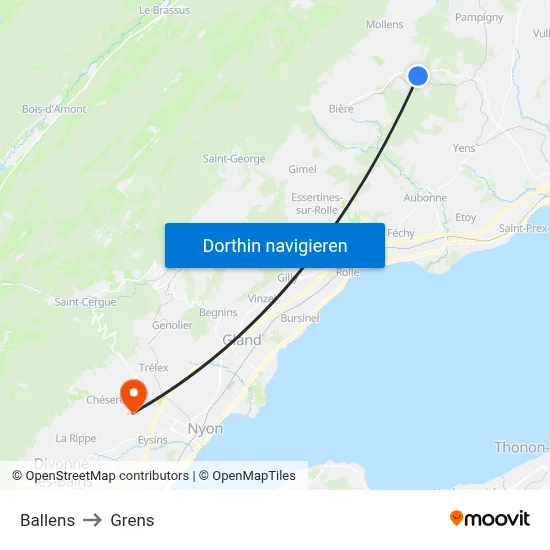 Ballens to Grens map