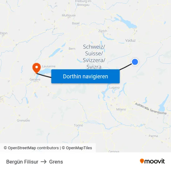 Bergün Filisur to Grens map