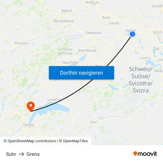 Suhr to Grens map