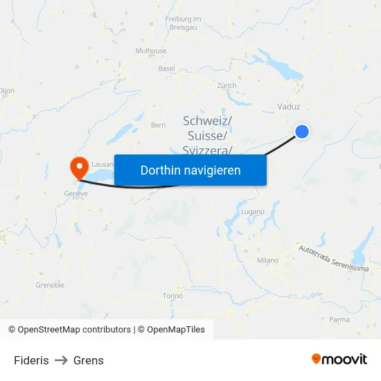 Fideris to Grens map