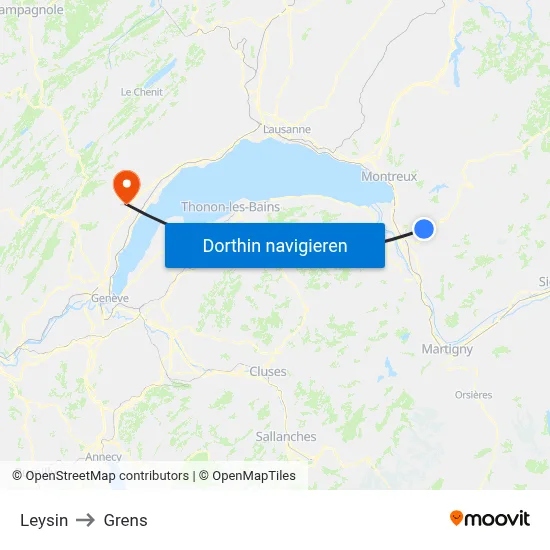 Leysin to Grens map