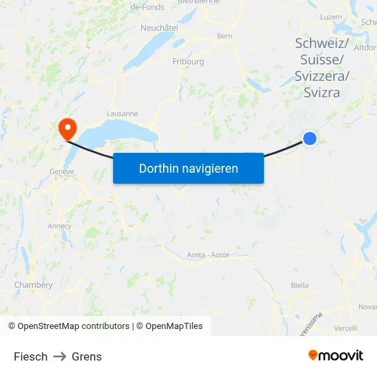 Fiesch to Grens map