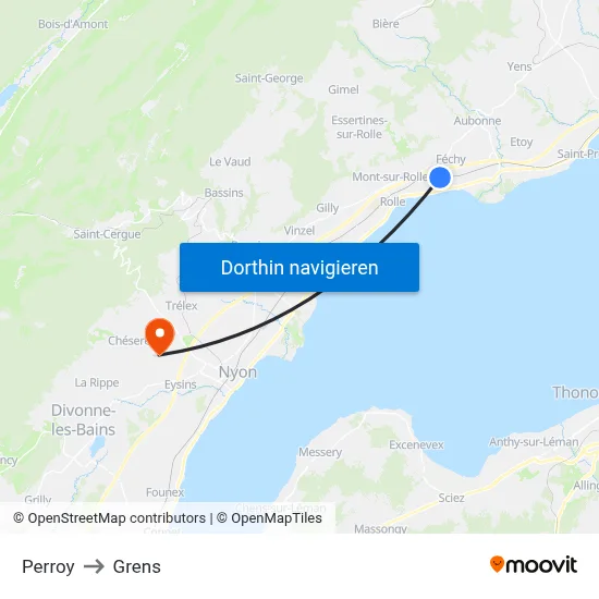 Perroy to Grens map