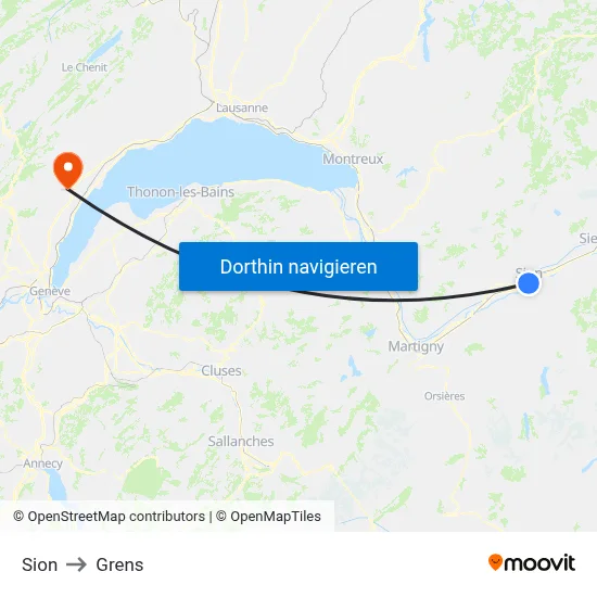 Sion to Grens map