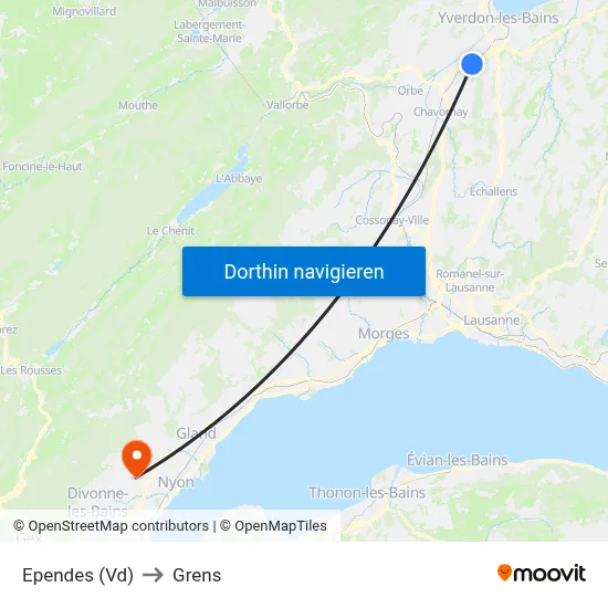 Ependes (Vd) to Grens map