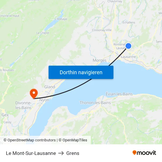 Le Mont-Sur-Lausanne to Grens map