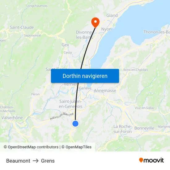 Beaumont to Grens map