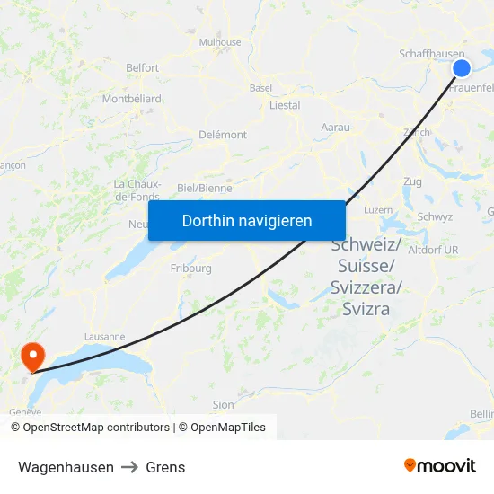Wagenhausen to Grens map
