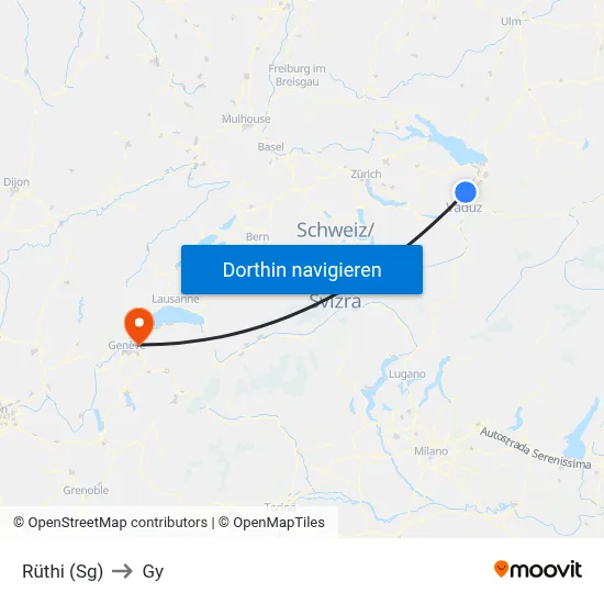 Rüthi (Sg) to Gy map