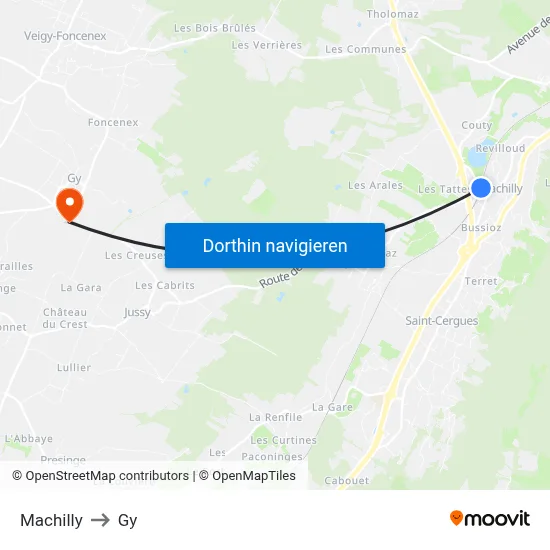 Machilly to Gy map