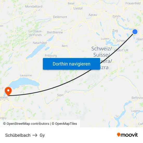 Schübelbach to Gy map