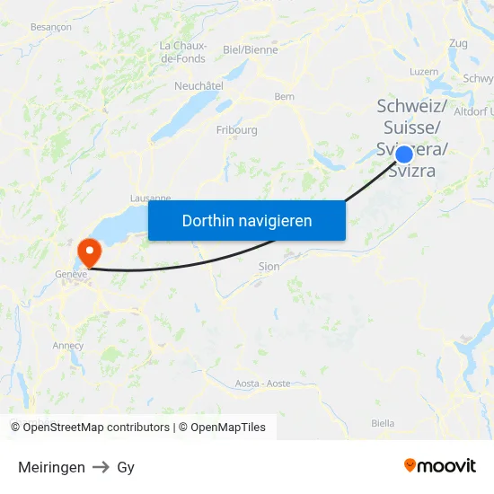 Meiringen to Gy map