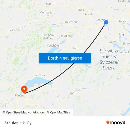 Staufen to Gy map