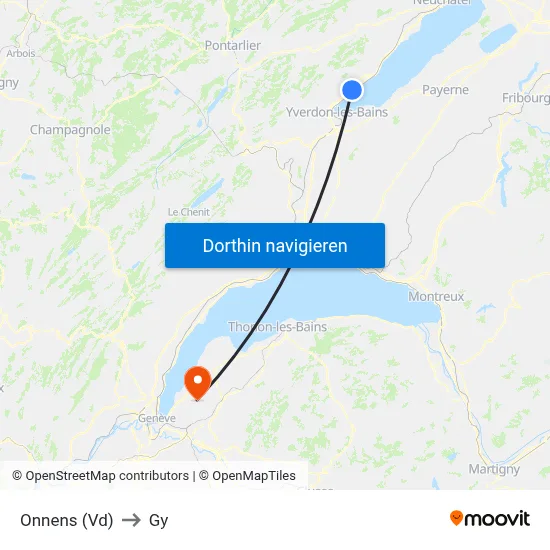Onnens (Vd) to Gy map