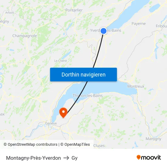 Montagny-Près-Yverdon to Gy map