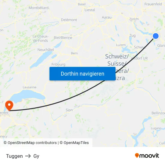 Tuggen to Gy map
