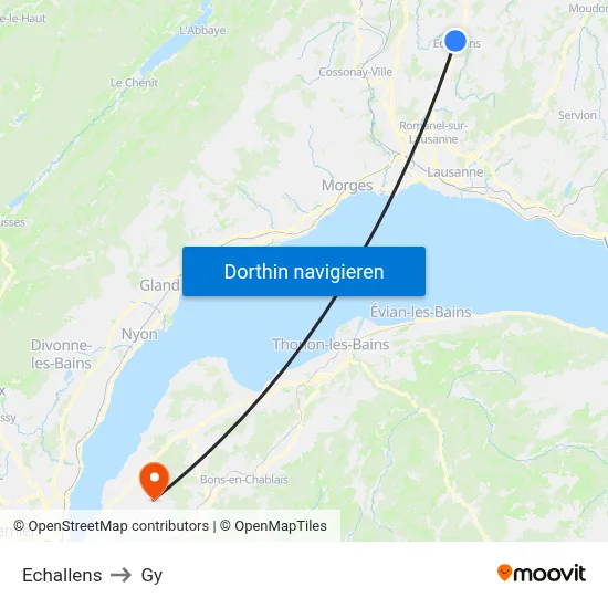 Echallens to Gy map
