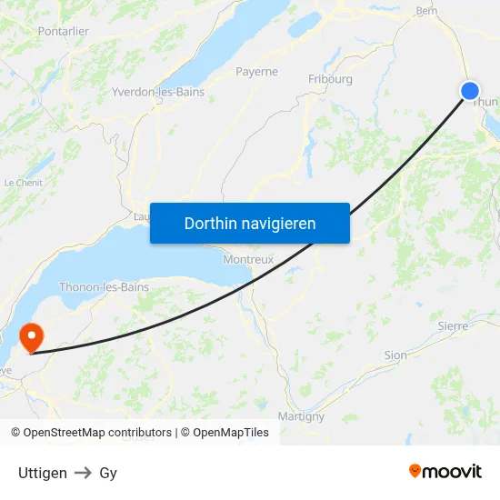 Uttigen to Gy map