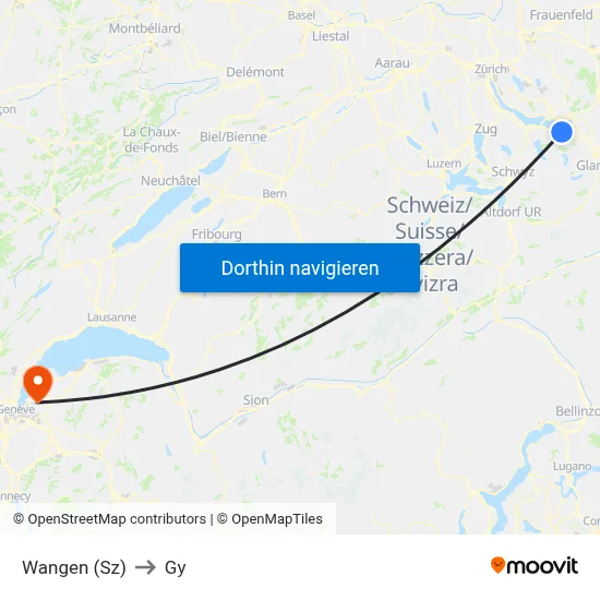 Wangen (Sz) to Gy map