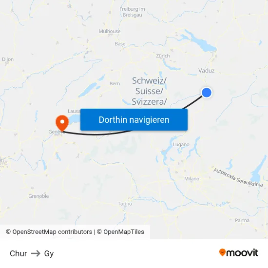 Chur to Gy map