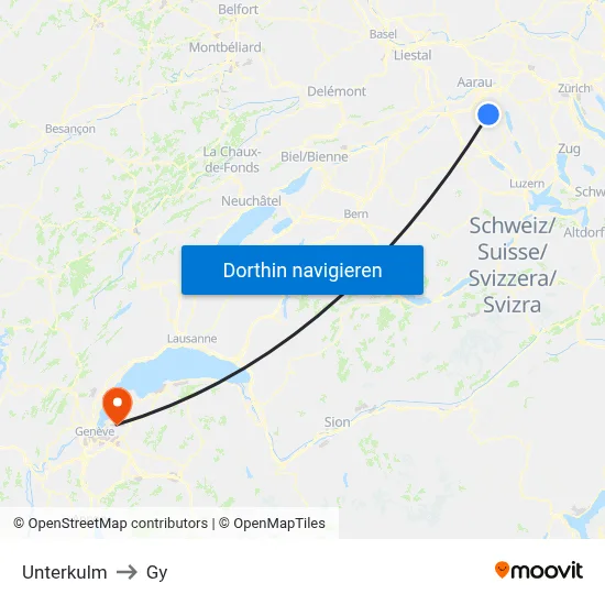 Unterkulm to Gy map