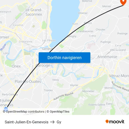 Saint-Julien-En-Genevois to Gy map