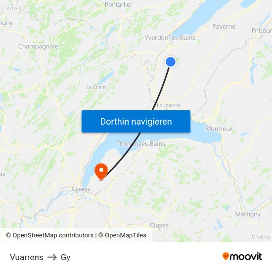 Vuarrens to Gy map
