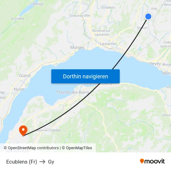 Ecublens (Fr) to Gy map