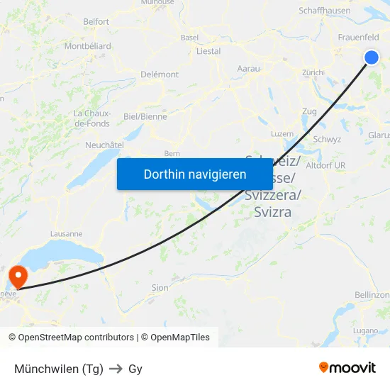 Münchwilen (Tg) to Gy map