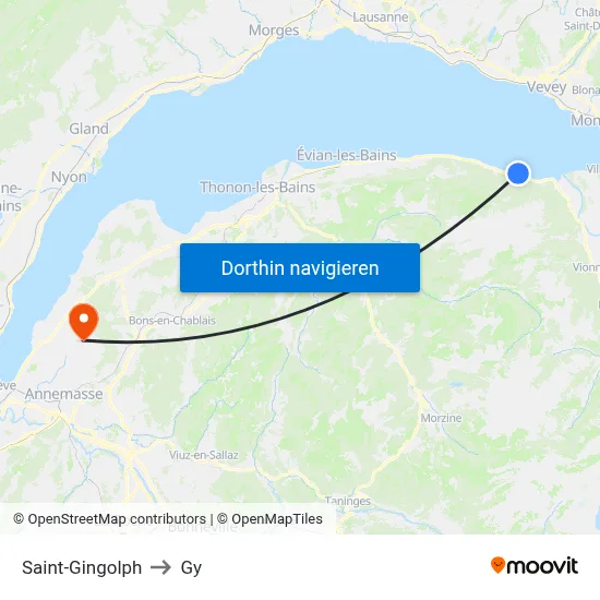 Saint-Gingolph to Gy map